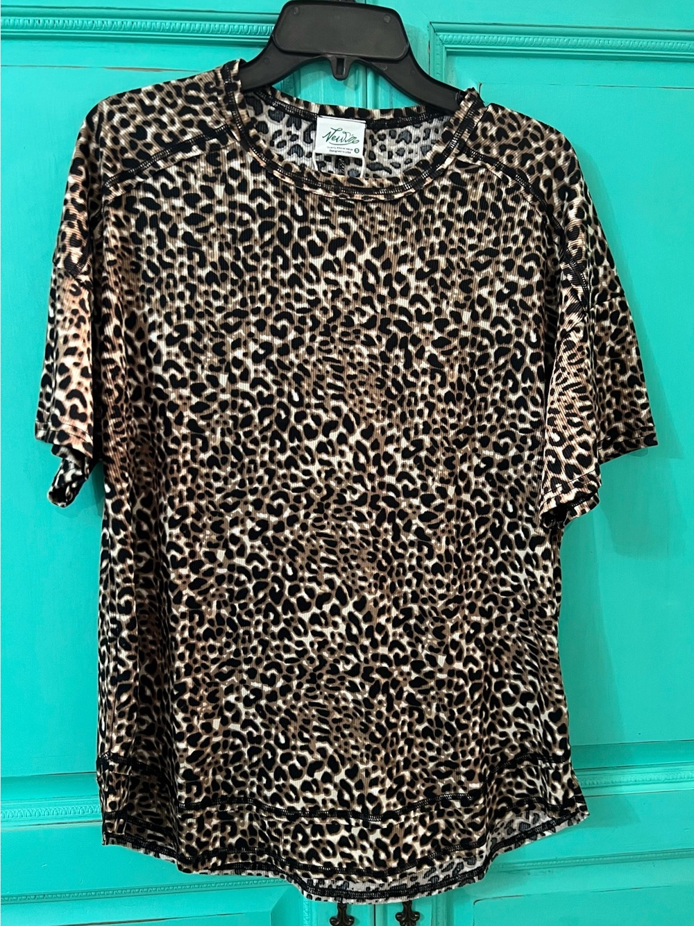 Leopard Print Short Sleeve Tee - Brown/Black by
